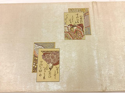 平和屋着物◎六通柄袋帯　源氏色紙文　プラチナ箔　正絹　逸品　BAAX1907hv