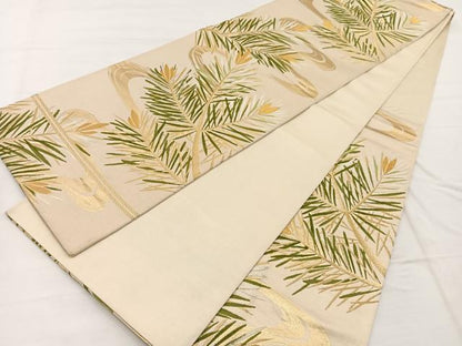 平和屋着物◎六通柄袋帯　唐織　流水若松葉文　金銀糸　正絹　逸品　BAAX1914hv