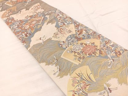 平和屋着物◎両面 六通柄袋帯 万葉加賀 金銀糸 正絹 逸品 BAAX1933hv