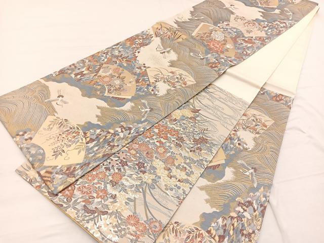 平和屋着物◎両面 六通柄袋帯 万葉加賀 金銀糸 正絹 逸品 BAAX1933hv