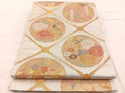 平和屋着物◎六通柄袋帯　唐織　高野錦　名匠彩画文　金銀糸　正絹　逸品　BAAX1934hv