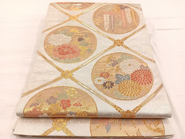 平和屋着物◎六通柄袋帯　唐織　高野錦　名匠彩画文　金銀糸　正絹　逸品　BAAX1934hv