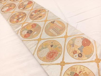 平和屋着物◎六通柄袋帯　唐織　高野錦　名匠彩画文　金銀糸　正絹　逸品　BAAX1934hv