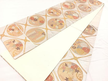 平和屋着物◎六通柄袋帯　唐織　高野錦　名匠彩画文　金銀糸　正絹　逸品　BAAX1934hv