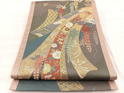 平和屋着物◎六通柄袋帯　唐織　夢小袖　金糸　正絹　逸品　BAAX1936hv