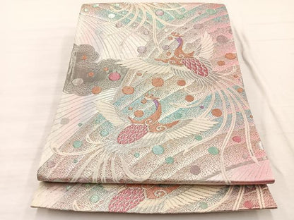 平和屋着物◎六通柄袋帯　鳳凰　プラチナ箔二重箔　正絹　逸品　BAAX1937hv