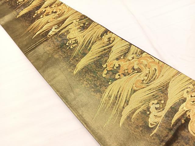 平和屋着物◎六通柄袋帯 立波文 金糸 引箔 正絹 逸品 BAAX1945hv