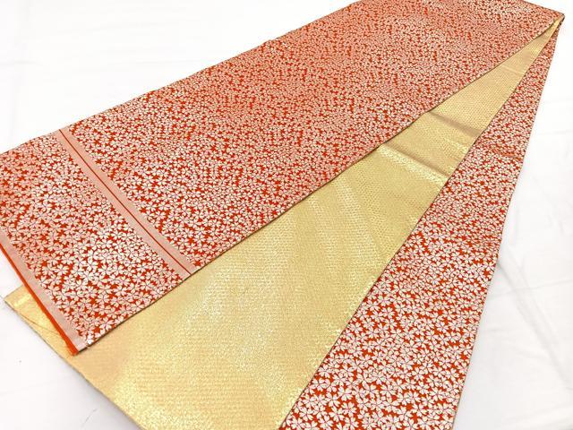 平和屋着物◎両面　全通柄袋帯　桜　銀糸　正絹　逸品　BAAX1952hv