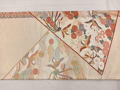 平和屋着物◎太鼓柄袋帯 唐織 鳳凰花文 金糸 正絹 逸品 BAAX1959hv