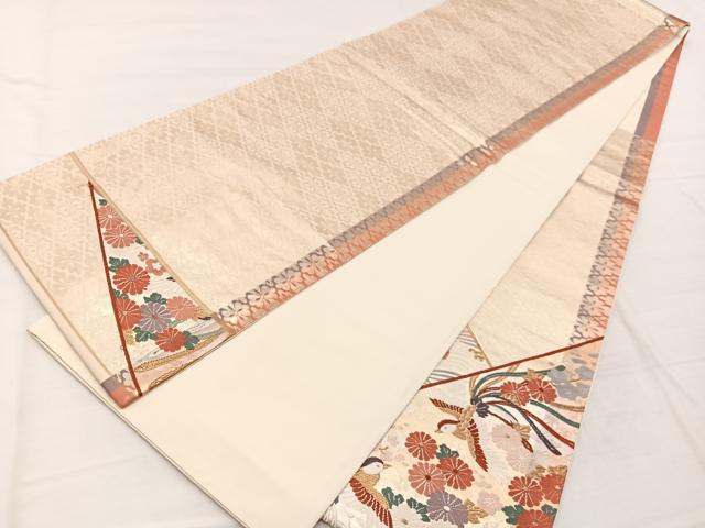 平和屋着物◎太鼓柄袋帯 唐織 鳳凰花文 金糸 正絹 逸品 BAAX1959hv
