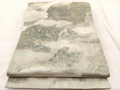 平和屋着物◎六通柄袋帯 箔散らし更紗花文 金銀糸 正絹 逸品 BAAX1972hv