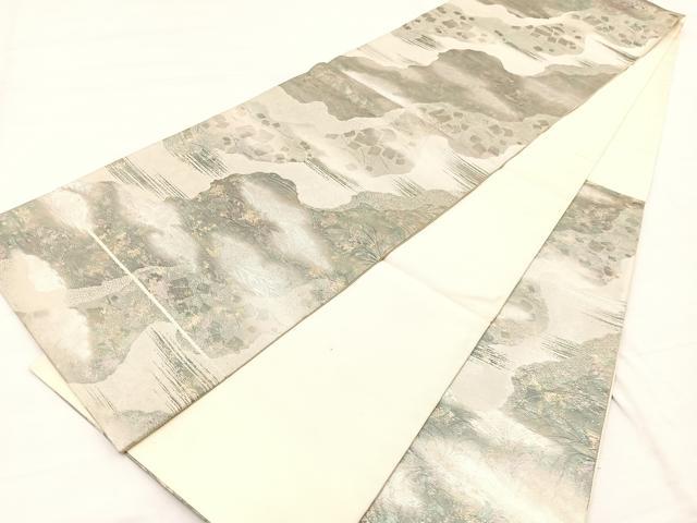 平和屋着物◎六通柄袋帯 箔散らし更紗花文 金銀糸 正絹 逸品 BAAX1972hv