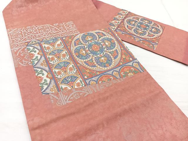 平和屋着物◎九寸名古屋帯 唐織 飾花文 金銀糸 正絹 逸品 BAAX1976hv