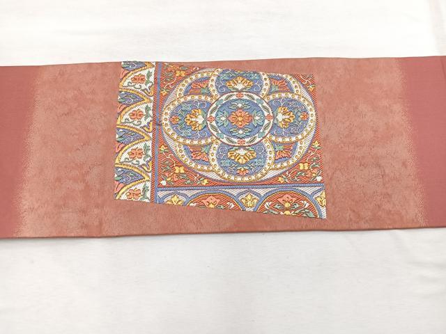 平和屋着物◎九寸名古屋帯 唐織 飾花文 金銀糸 正絹 逸品 BAAX1976hv