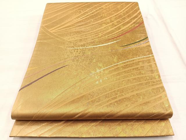 平和屋着物◎西陣 長野工芸謹製 六通柄袋帯 伝統工芸 縄文様 金糸 正絹 逸品 BAAX1997hv
