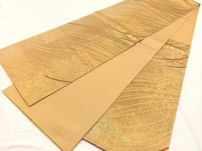 平和屋着物◎西陣 長野工芸謹製 六通柄袋帯 伝統工芸 縄文様 金糸 正絹 逸品 BAAX1997hv
