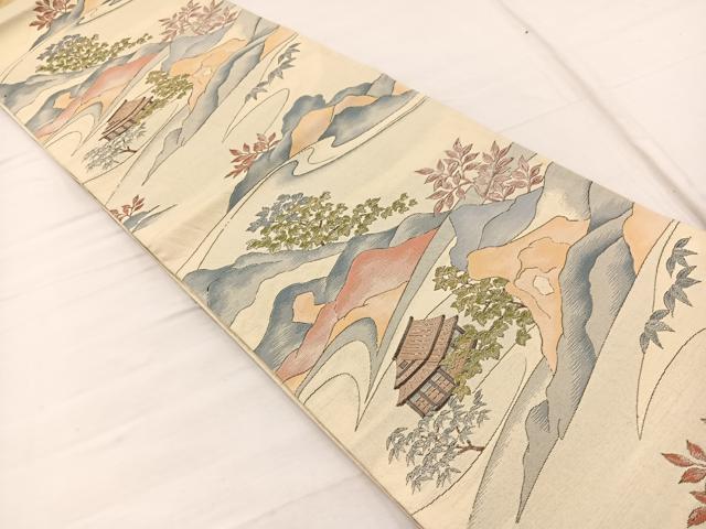 平和屋着物◎六通柄袋帯 明綴蓬萊山 金糸 正絹 逸品 BAAX2006hv