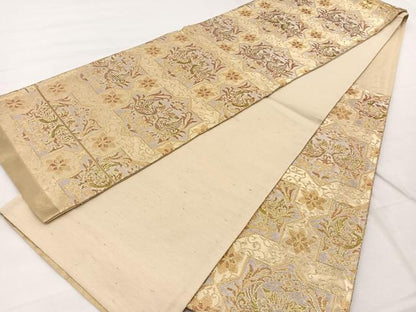 平和屋着物◎六通柄袋帯 向かい鳳凰花文 金銀糸 正絹 逸品 BAAX2008hv