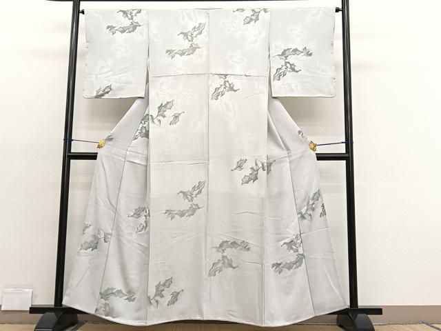 平和屋着物■上質な小紋　寿光織　舞葉文　金銀糸　正絹　逸品　BAAX2022hv