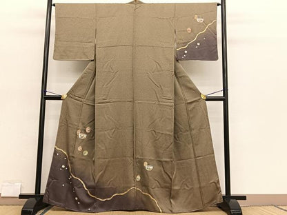 平和屋着物■訪問着 仕覆陶器花文 たたき染め 金銀彩 正絹 逸品 未使用 BAAX2032hv