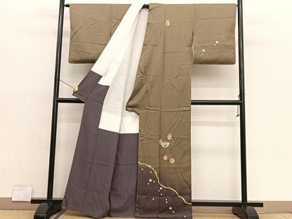 平和屋着物■訪問着 仕覆陶器花文 たたき染め 金銀彩 正絹 逸品 未使用 BAAX2032hv