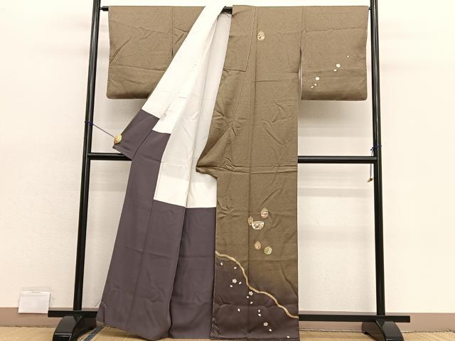 平和屋着物■訪問着 仕覆陶器花文 たたき染め 金銀彩 正絹 逸品 未使用 BAAX2032hv
