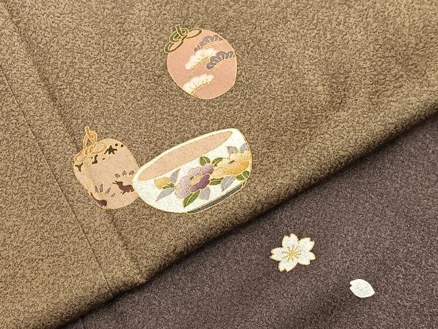 平和屋着物■訪問着 仕覆陶器花文 たたき染め 金銀彩 正絹 逸品 未使用 BAAX2032hv