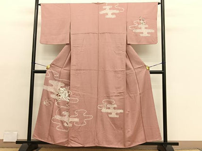 平和屋着物■訪問着 絞り 刺繍 御所車花文 正絹 逸品 BAAX2035hv