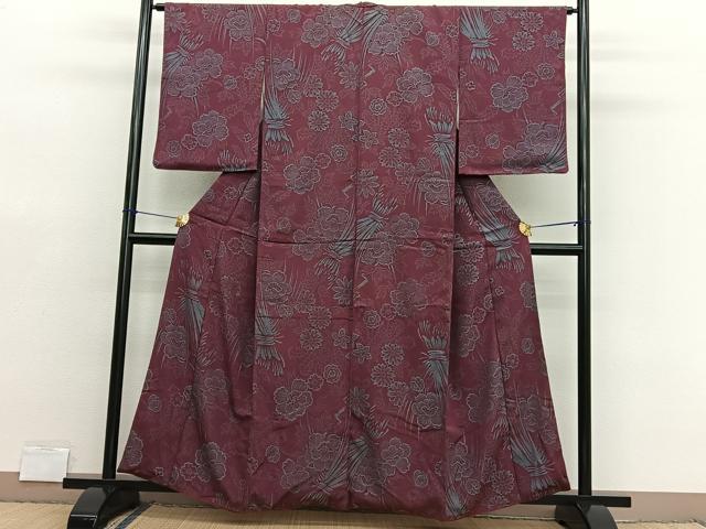 平和屋着物■上質なお召 草花文 正絹 逸品 BAAX2045hv