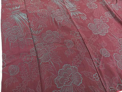平和屋着物■上質なお召 草花文 正絹 逸品 BAAX2045hv