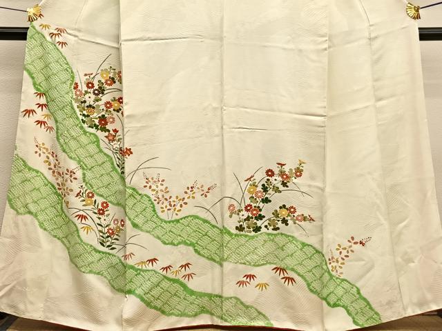 平和屋着物□訪問着 駒刺繍 絞り 草花文 金彩 正絹 逸品 BAAX2050hv