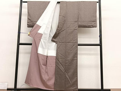 平和屋着物■上質な小紋　網目模様　正絹　逸品　BAAX2052hv