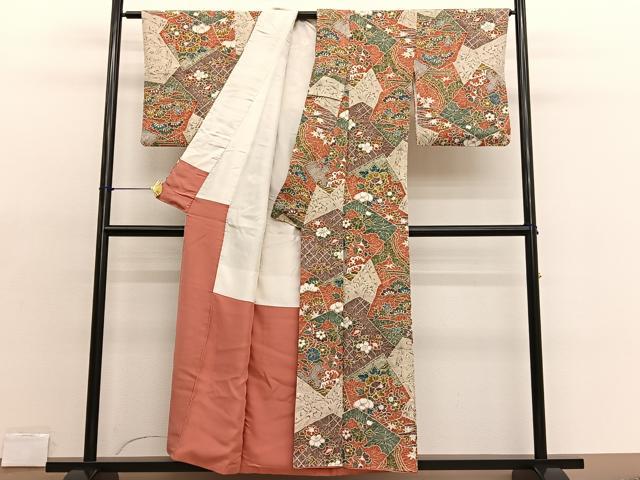 平和屋着物□上質な小紋 切嵌花文 金彩 正絹 逸品 BAAX2063hv