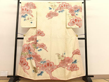 平和屋着物■訪問着 駒刺繍 松桐文 金彩 正絹 逸品 BAAX2066hv