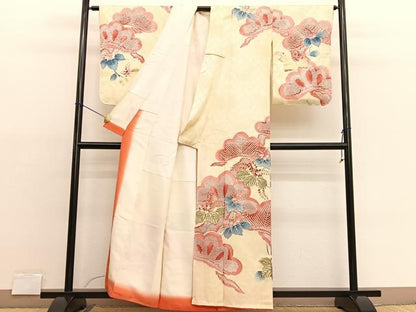 平和屋着物■訪問着 駒刺繍 松桐文 金彩 正絹 逸品 BAAX2066hv
