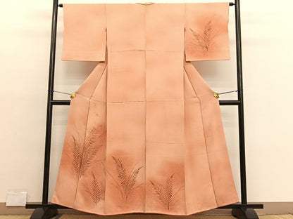 平和屋着物■訪問着　刺繍　草葉文　たたき染め　正絹　逸品　BAAX2070hv