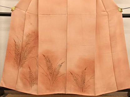 平和屋着物■訪問着　刺繍　草葉文　たたき染め　正絹　逸品　BAAX2070hv