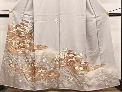 平和屋着物■豪華色留袖 駒刺繍 浜松花文 金彩 正絹 逸品 BAAX2078hv