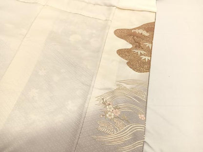 平和屋着物■豪華色留袖 駒刺繍 浜松花文 金彩 正絹 逸品 BAAX2078hv
