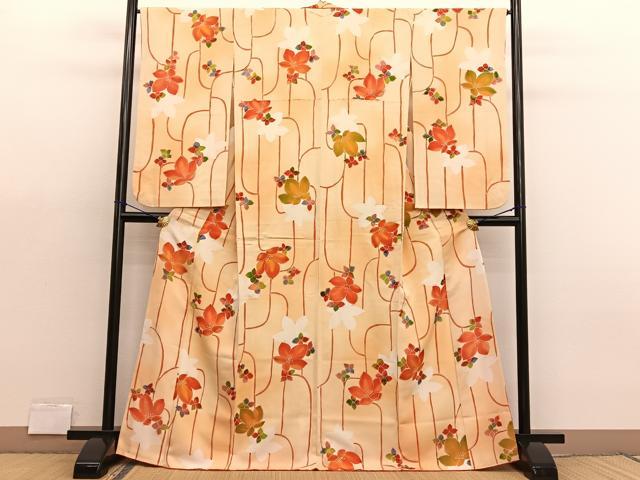 平和屋着物■上質な小紋　草花文　暈し染め　正絹　逸品　BAAX2082hv