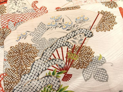 平和屋着物■上質な小紋 立波扇面花文 金彩 正絹 逸品 BAAX2083hv