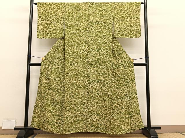 平和屋着物▽小紋　単衣　松竹梅　洗える着物　AABF0766jh TORAY（東レ） 洗える 着物 江戸小紋 単衣 段違い市松 白鼠色 M L