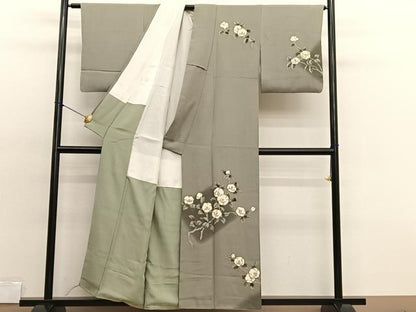 平和屋着物■訪問着 刺繍 枝椿 暈し染め 金彩 正絹 逸品 BAAX2100hv