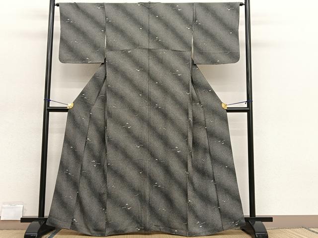平和屋着物●上質な小紋　霰文　黒地　正絹　逸品　CABB4509yc 平和屋着物○上質な小紋 霰文 黒地 正絹 逸品 CABB4509yc