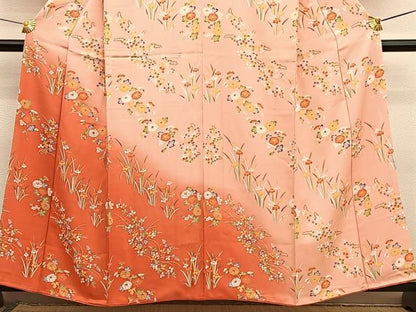 平和屋着物■訪問着　草花文　暈し染め　正絹　逸品　BAAX2106hv