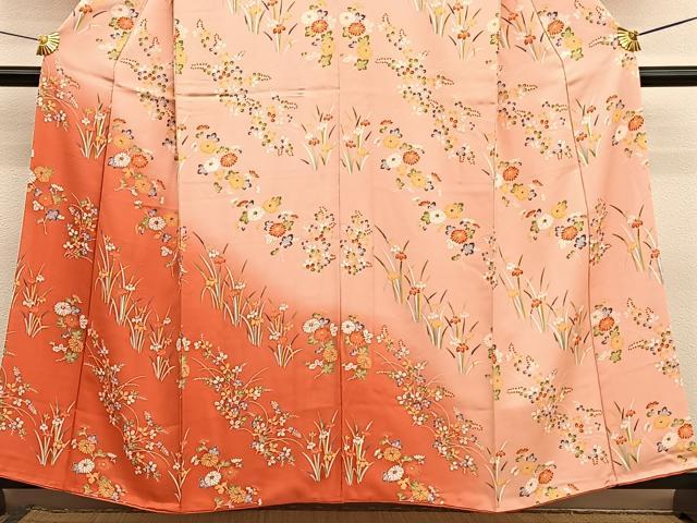 平和屋着物■訪問着　草花文　暈し染め　正絹　逸品　BAAX2106hv