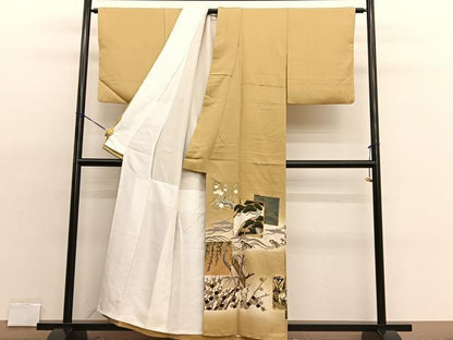 平和屋着物■豪華色留袖 駒刺繍 飛鶴松竹梅 金彩 正絹 逸品 BAAX2112hv
