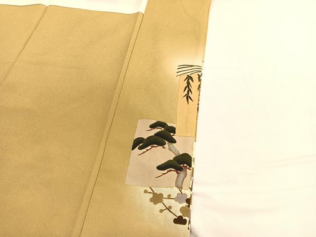 平和屋着物■豪華色留袖 駒刺繍 飛鶴松竹梅 金彩 正絹 逸品 BAAX2112hv