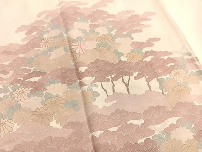 平和屋着物■豪華色留袖 刺繍 松林 金彩 正絹 逸品 BAAX2122hv