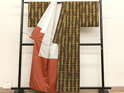 平和屋着物■上質な紬 格子 正絹 逸品 BAAX2126hv